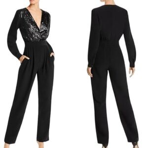 Lini Stella black sequin long sleeve jumpsuit XS